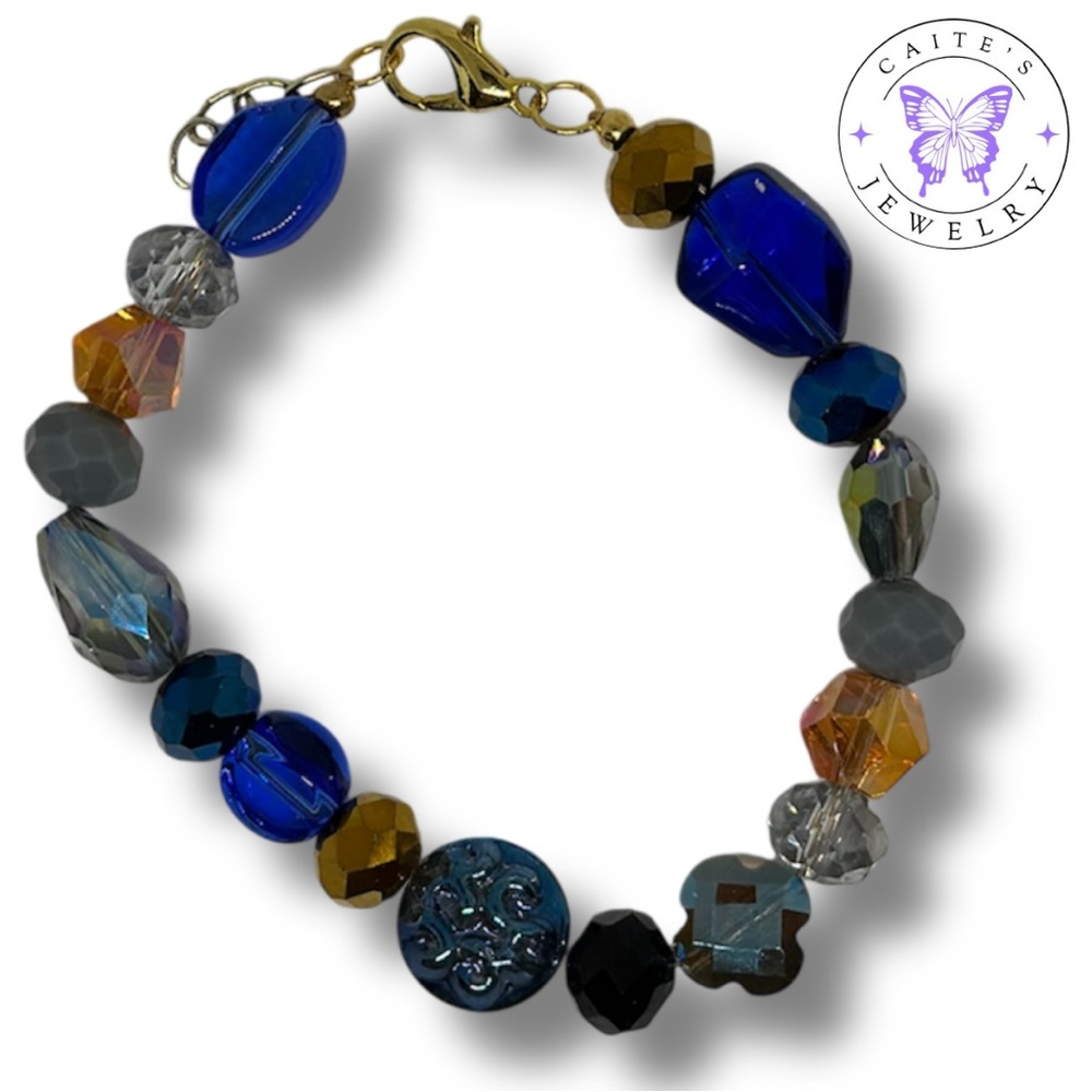 Handmade Gold Wire Bracelet with Gemstone Beads